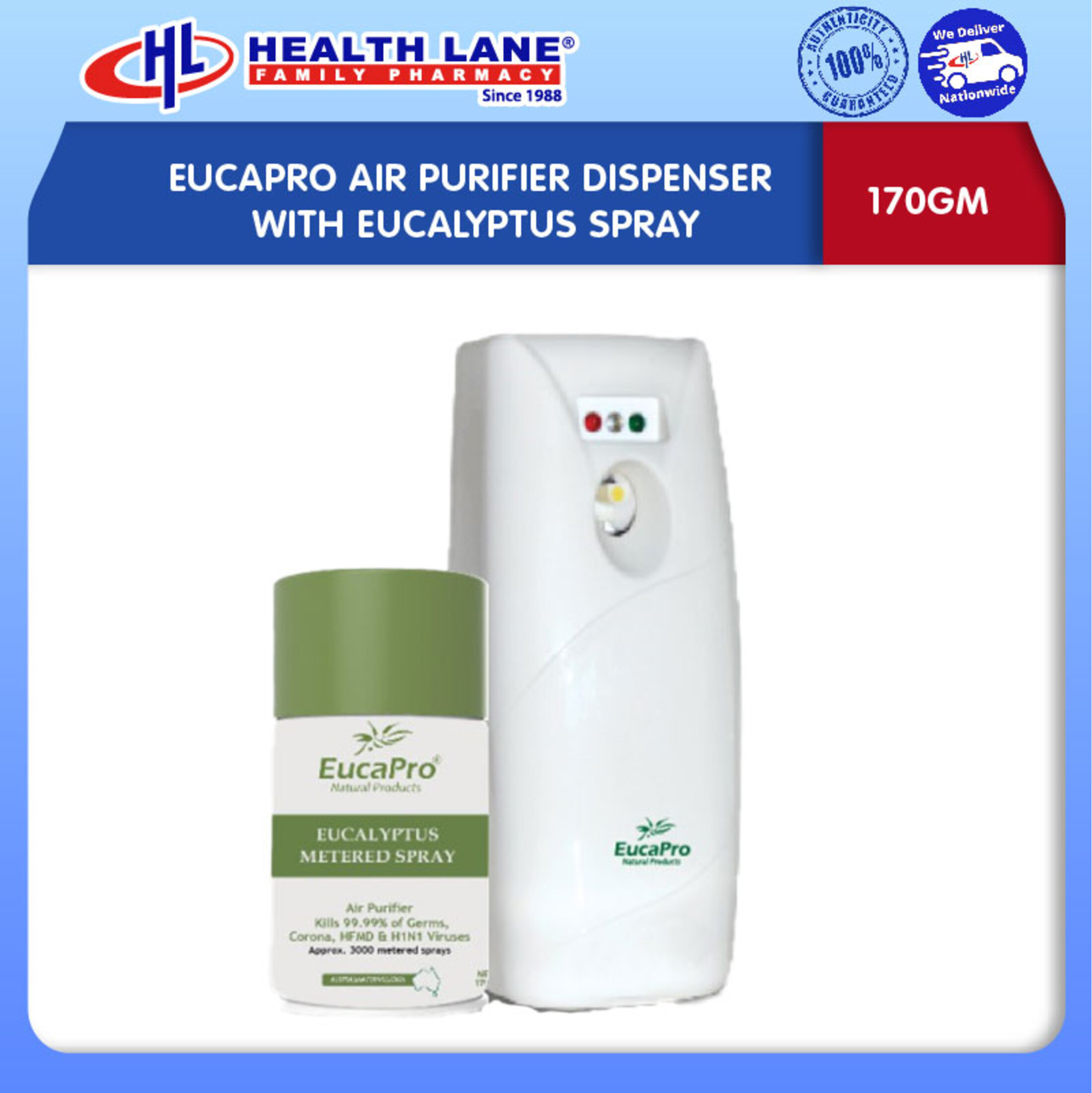 EUCAPRO AIR PURIFIER DISPENSER WITH EUCALYPTUS SPRAY 170GM